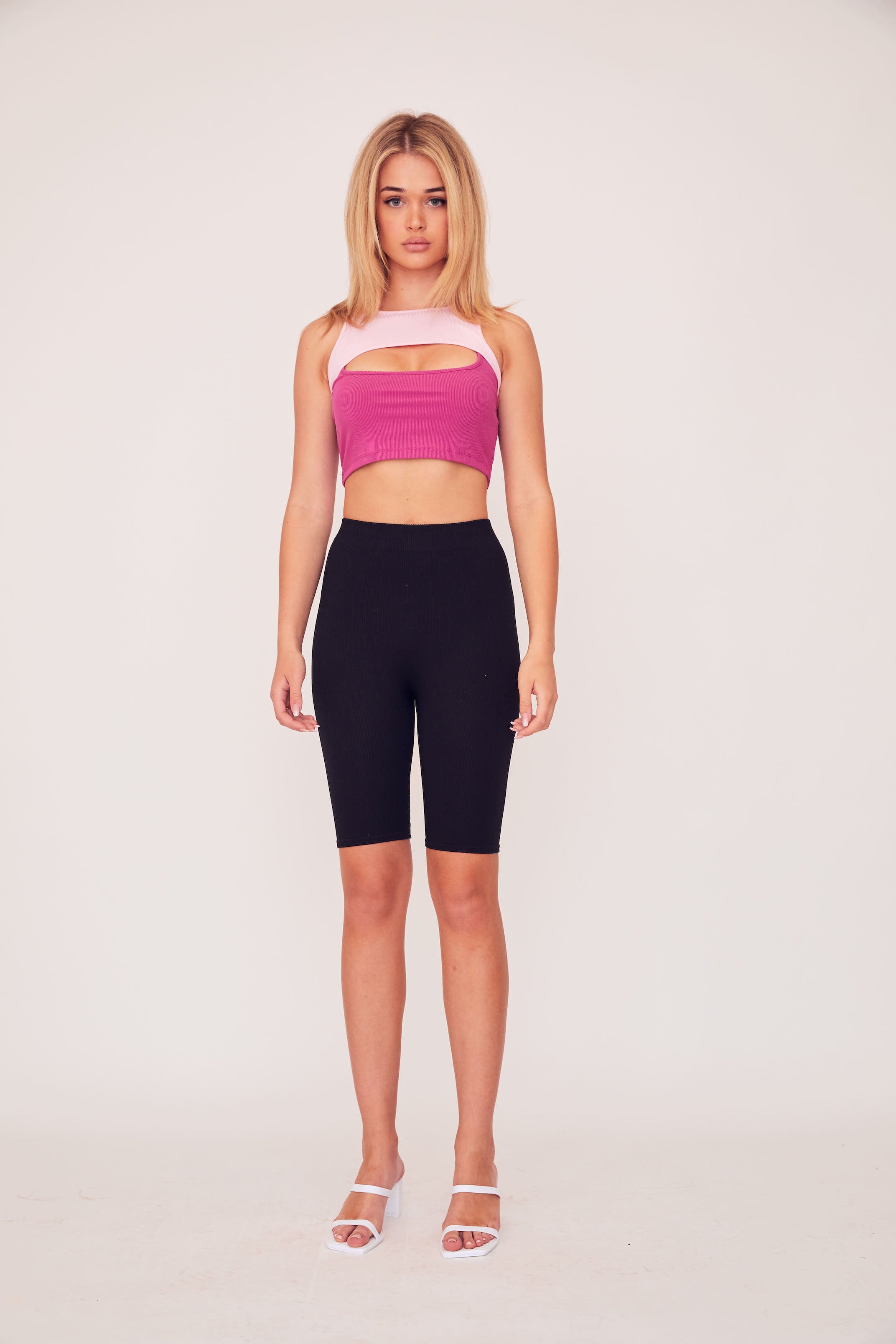 Two Tone Peak Top - Pink