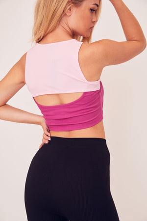 Two Tone Peak Top - Pink