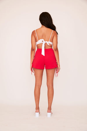 Lace Up Sweat Short - Red