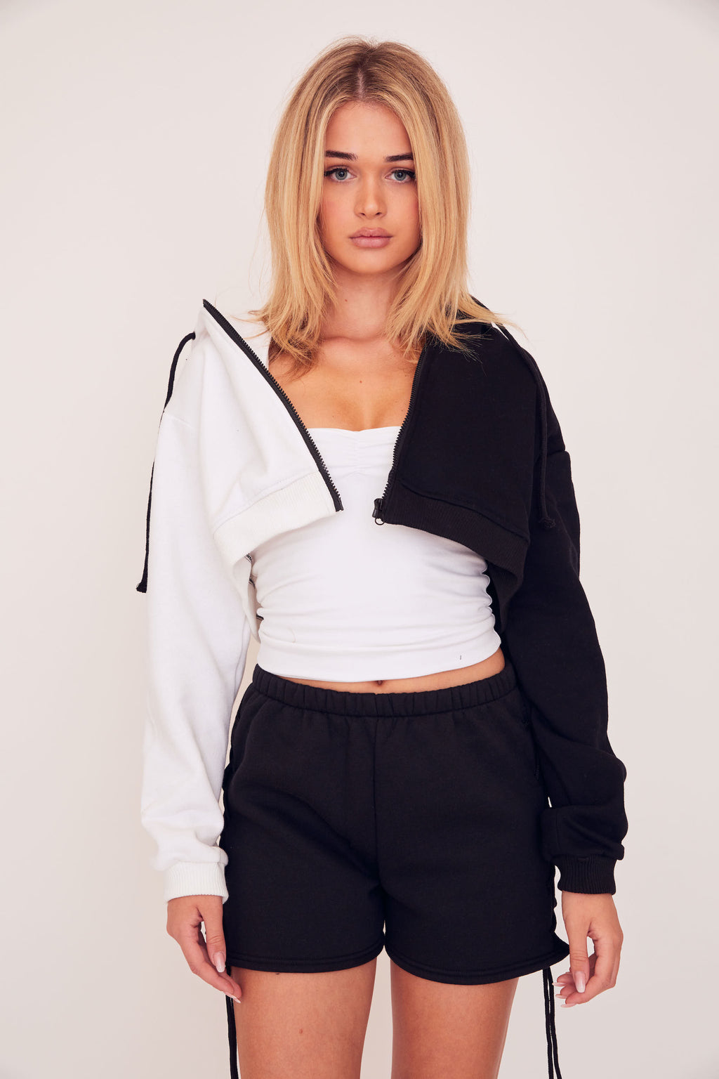 Two Tone Hoodie - Black/White