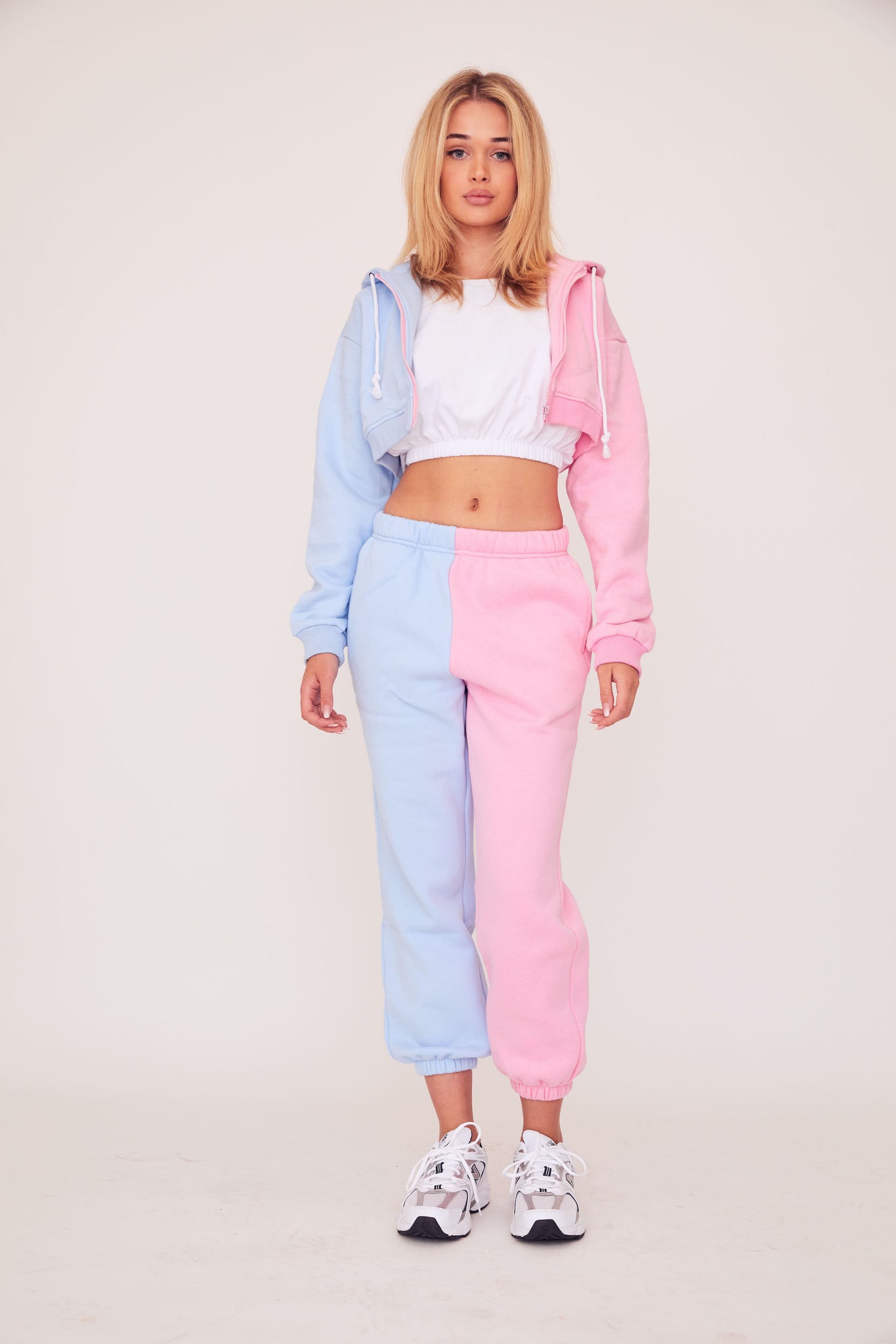 Two Tone Hoodie - Pink/Blue