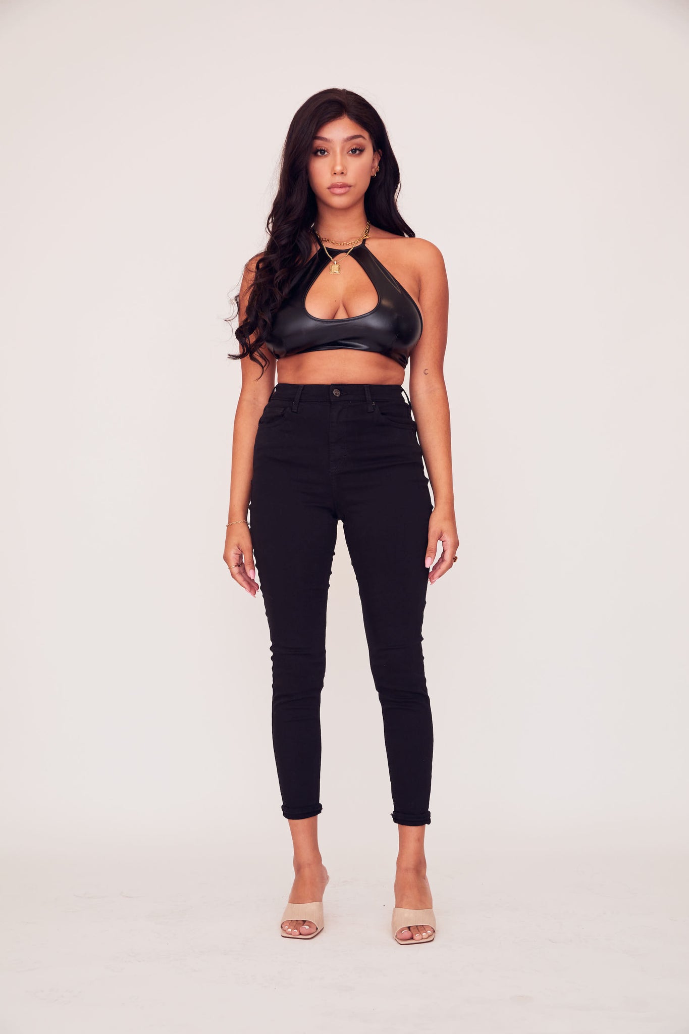 Metallic Crop Top - Black