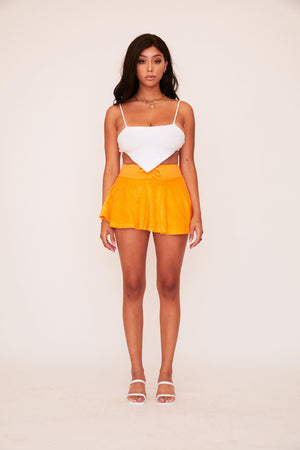 Pleated Mini Skirt - Orange