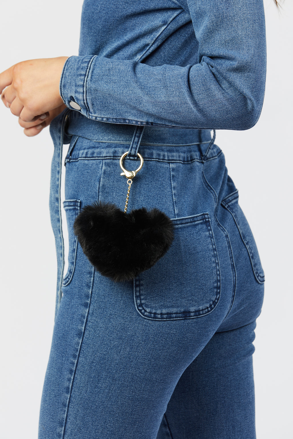 Faux Fur Keychain - Black