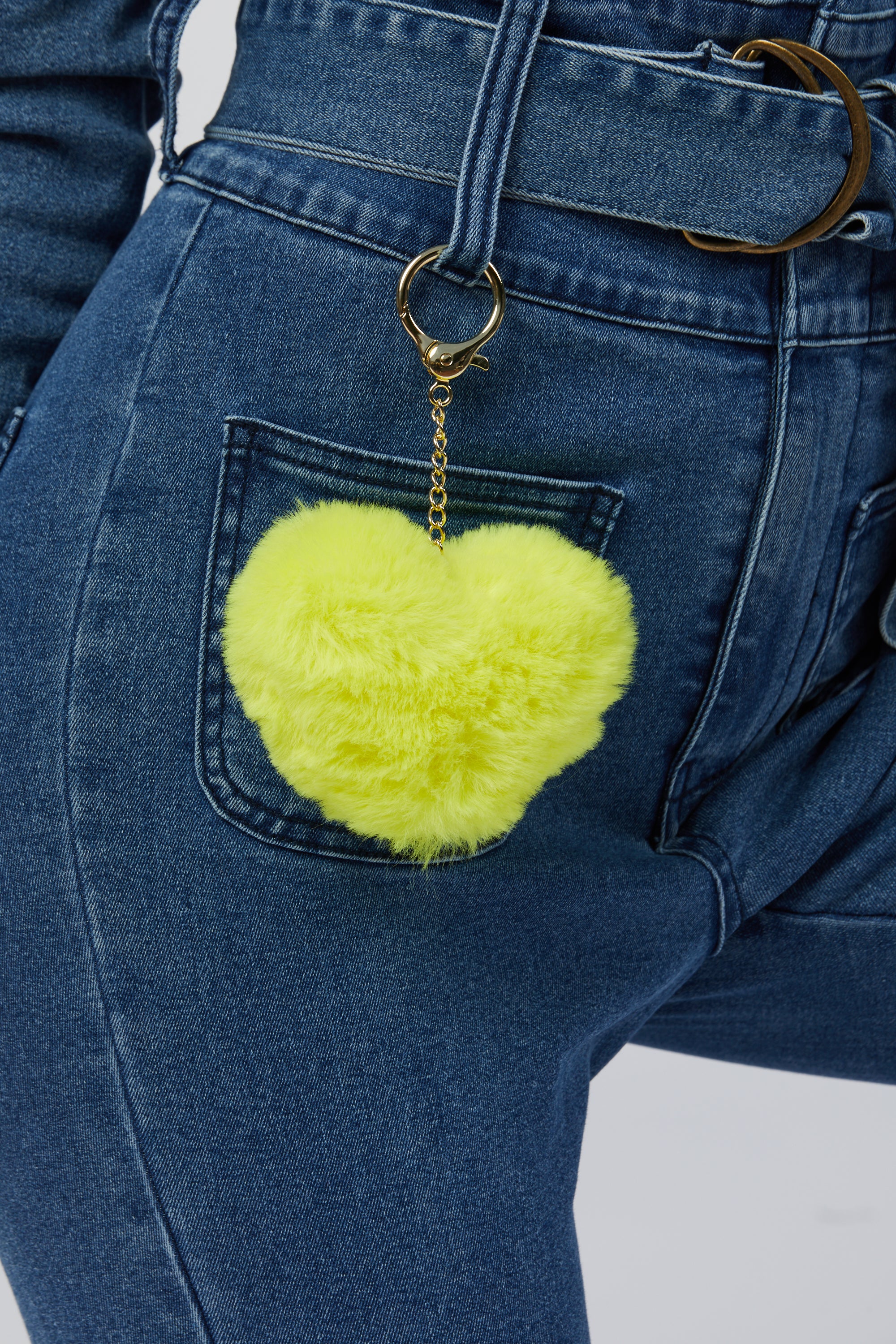 Faux Fur Keychain - Neon Yellow