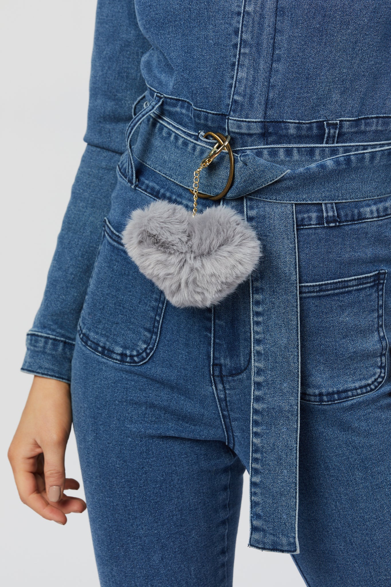 Faux Fur Keychain - Light Grey
