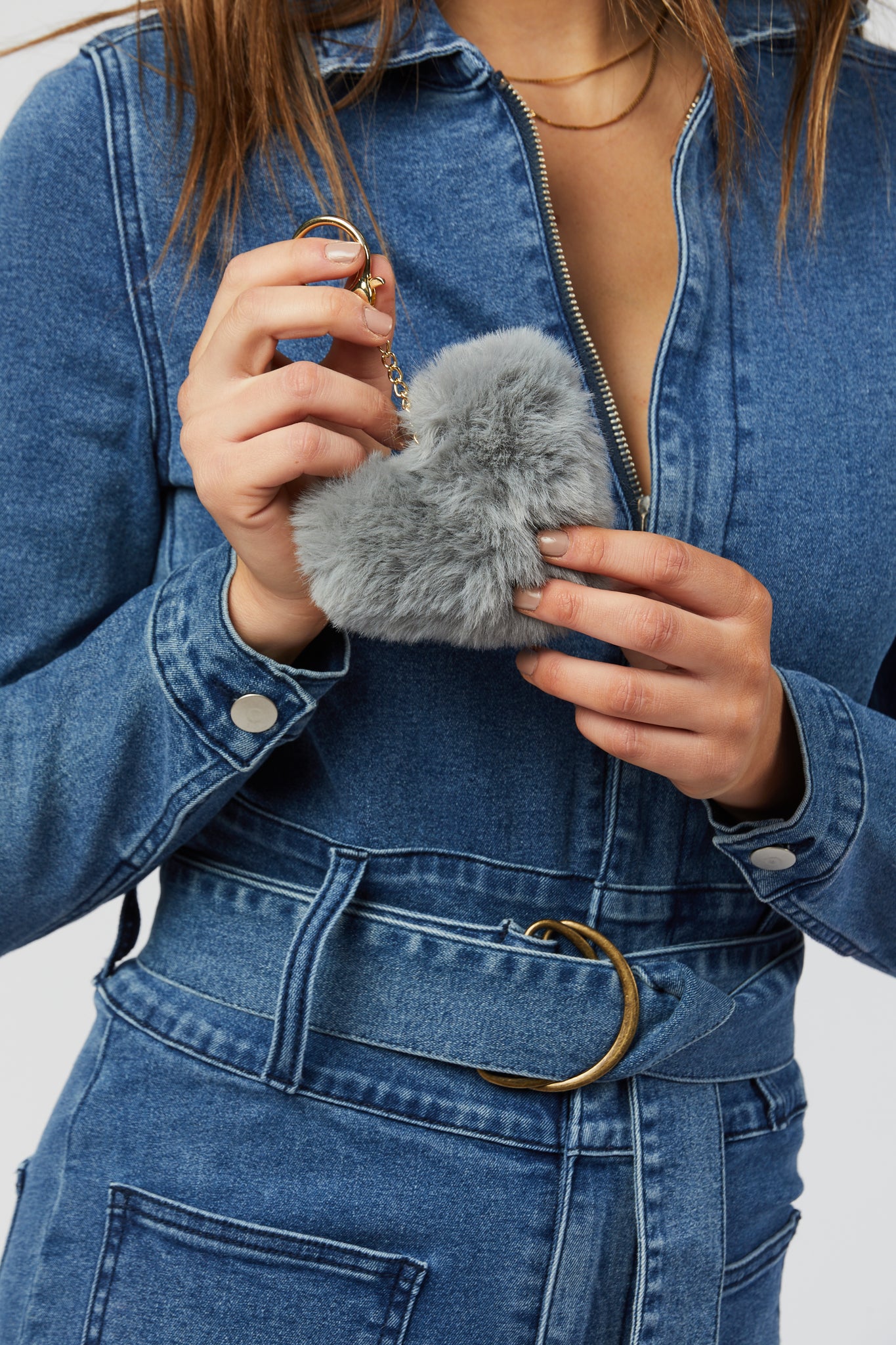 Faux Fur Keychain - Dark Grey