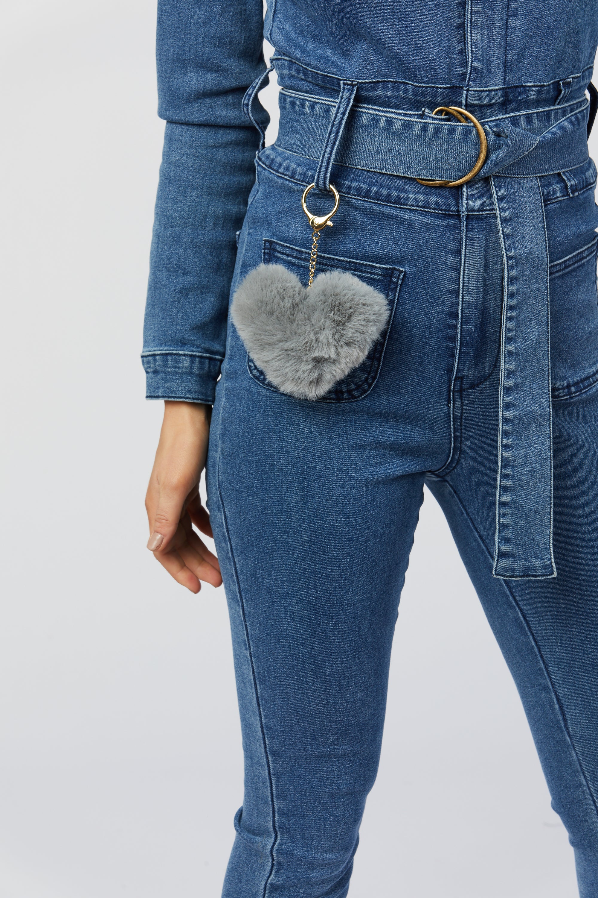 Faux Fur Keychain - Dark Grey