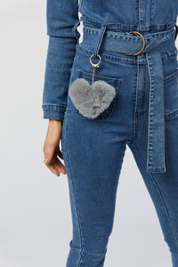 Faux Fur Keychain - Dark Grey