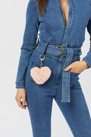 Faux Fur Keychain - Pink