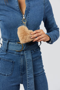 Faux Fur Keychain - Tan