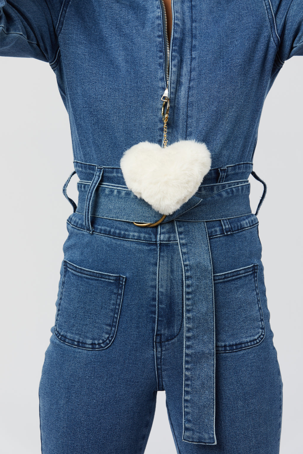 Faux Fur Keychain - White