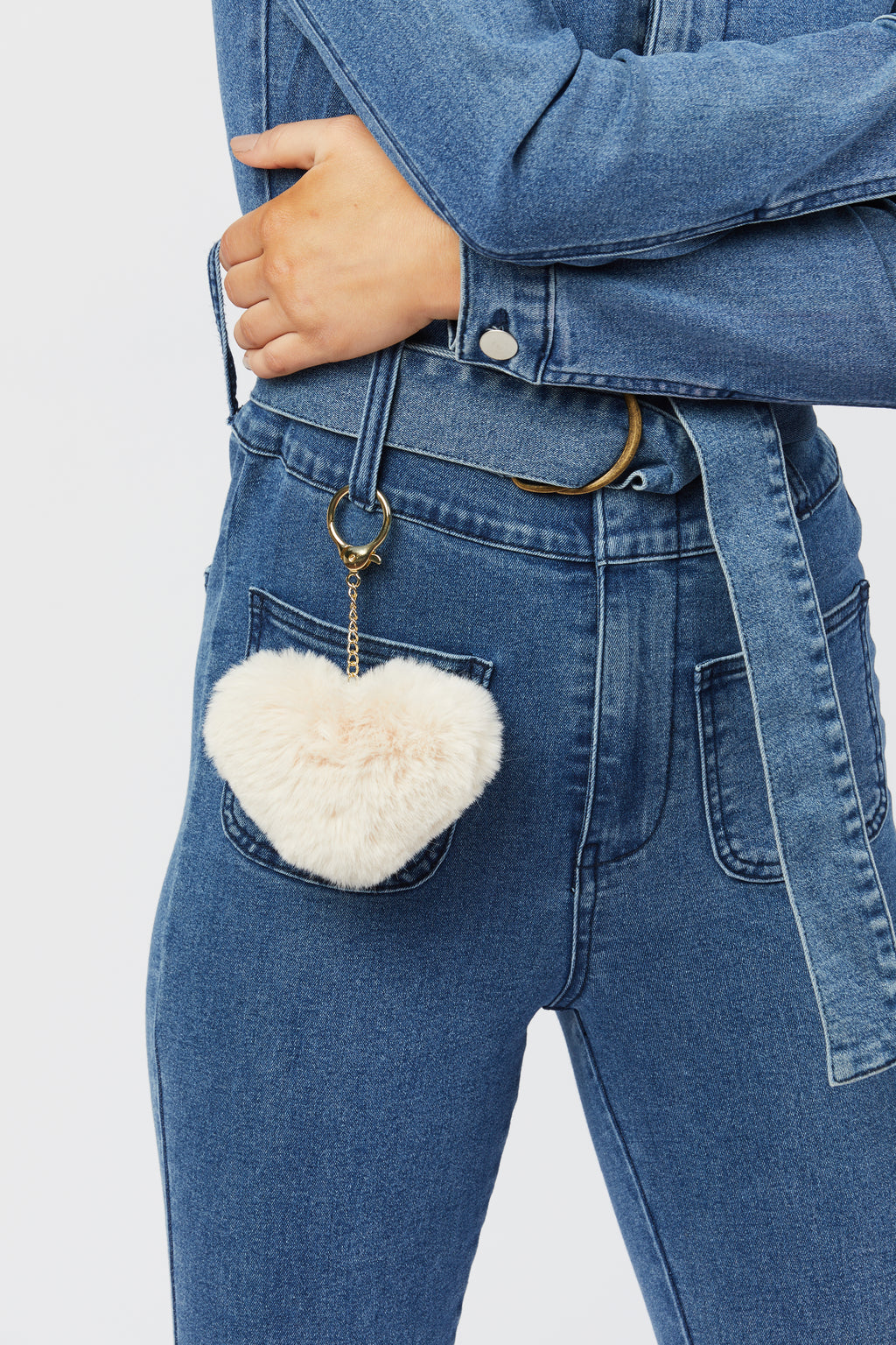 Faux Fur Keychain - Cream