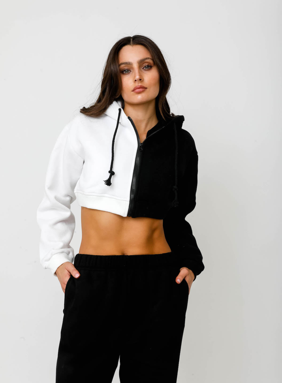 Two Tone Hoodie - Black/White