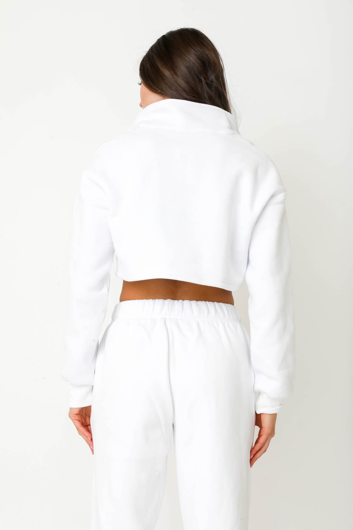 Half-Zip Cropped Sweater - White