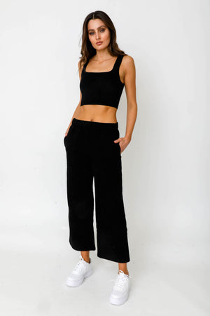 Wide leg black sweatpants outlet