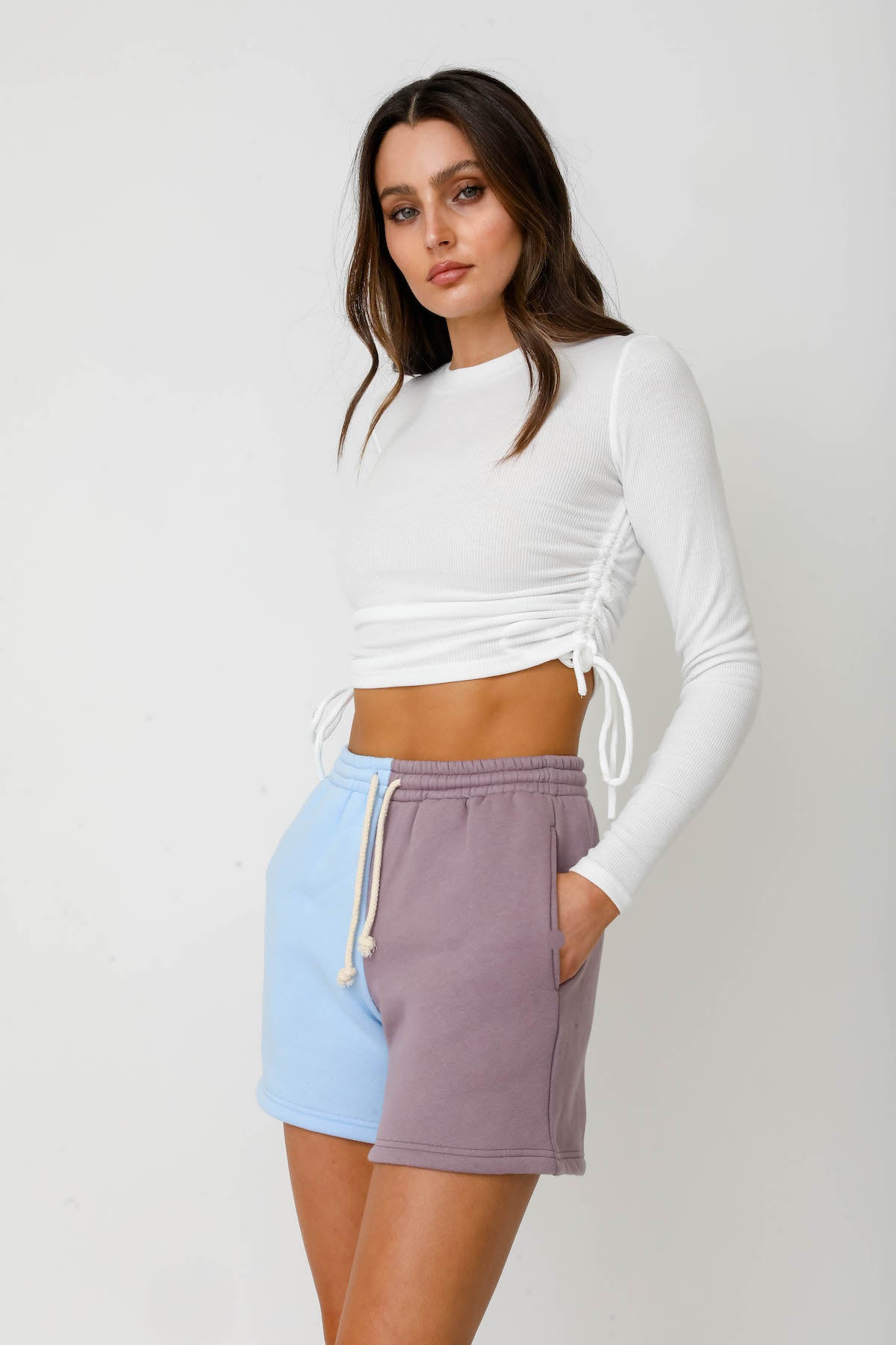 SHACI Two Tone Sweat Shorts Blue Lavender