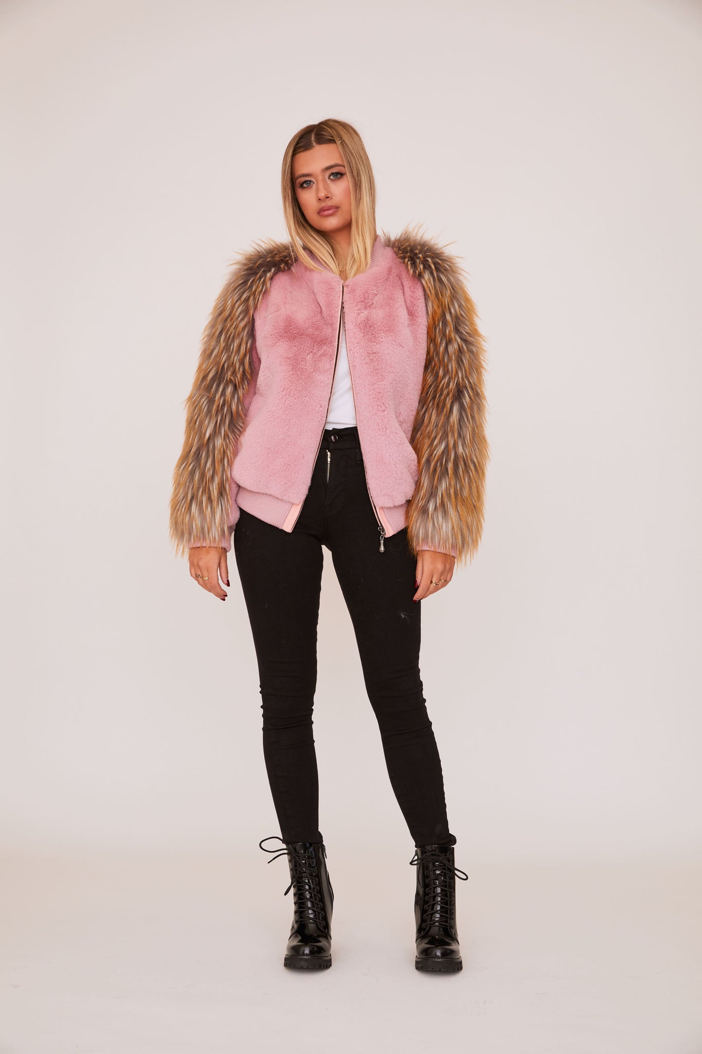 Pink Mink Bomber Jacket