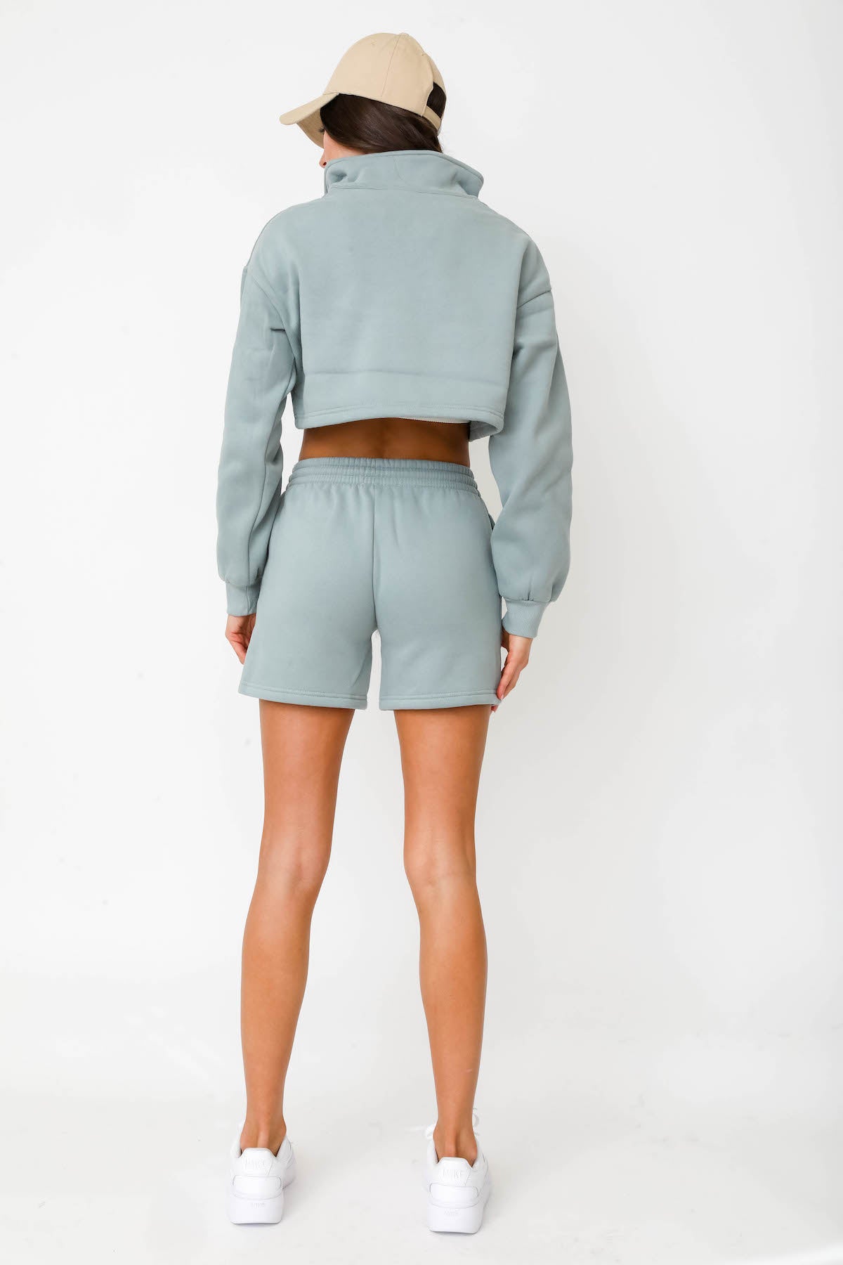 Half-Zip Cropped Sweater - Mint
