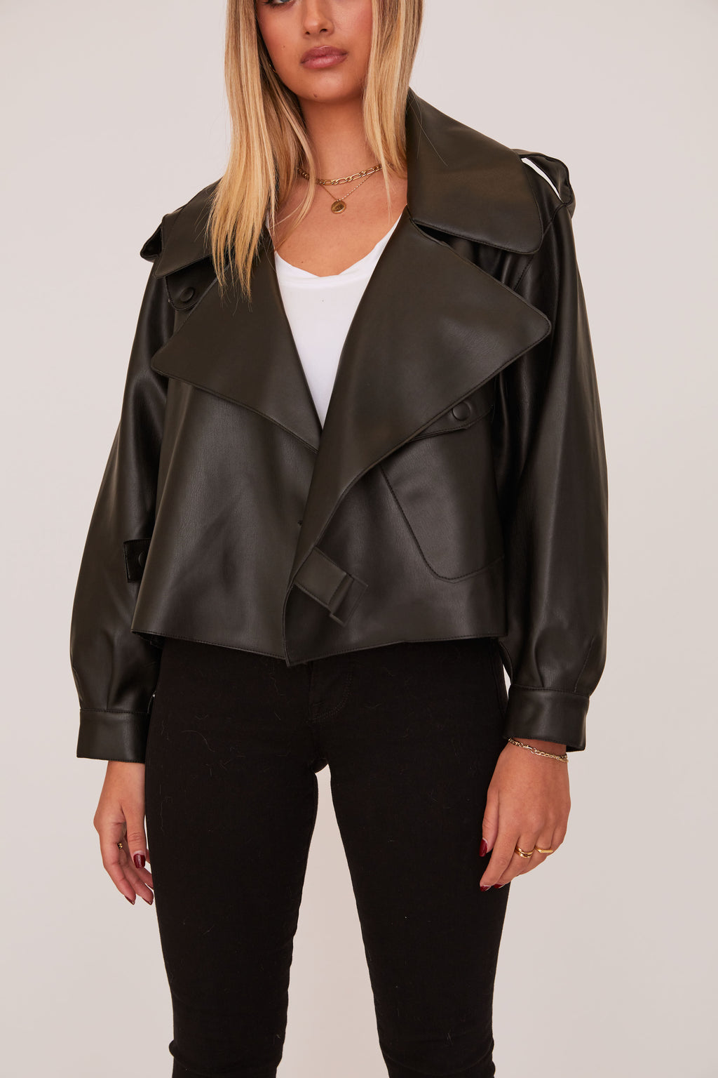 shaci matignon vegan black leather jacket