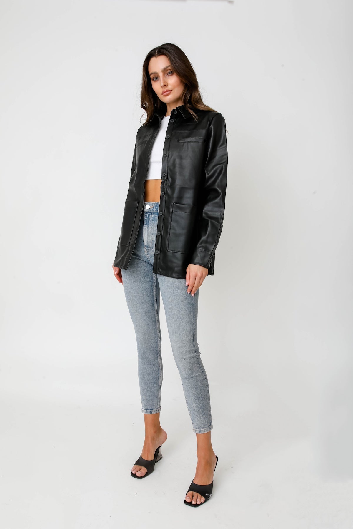 Pia Leather Button-Up