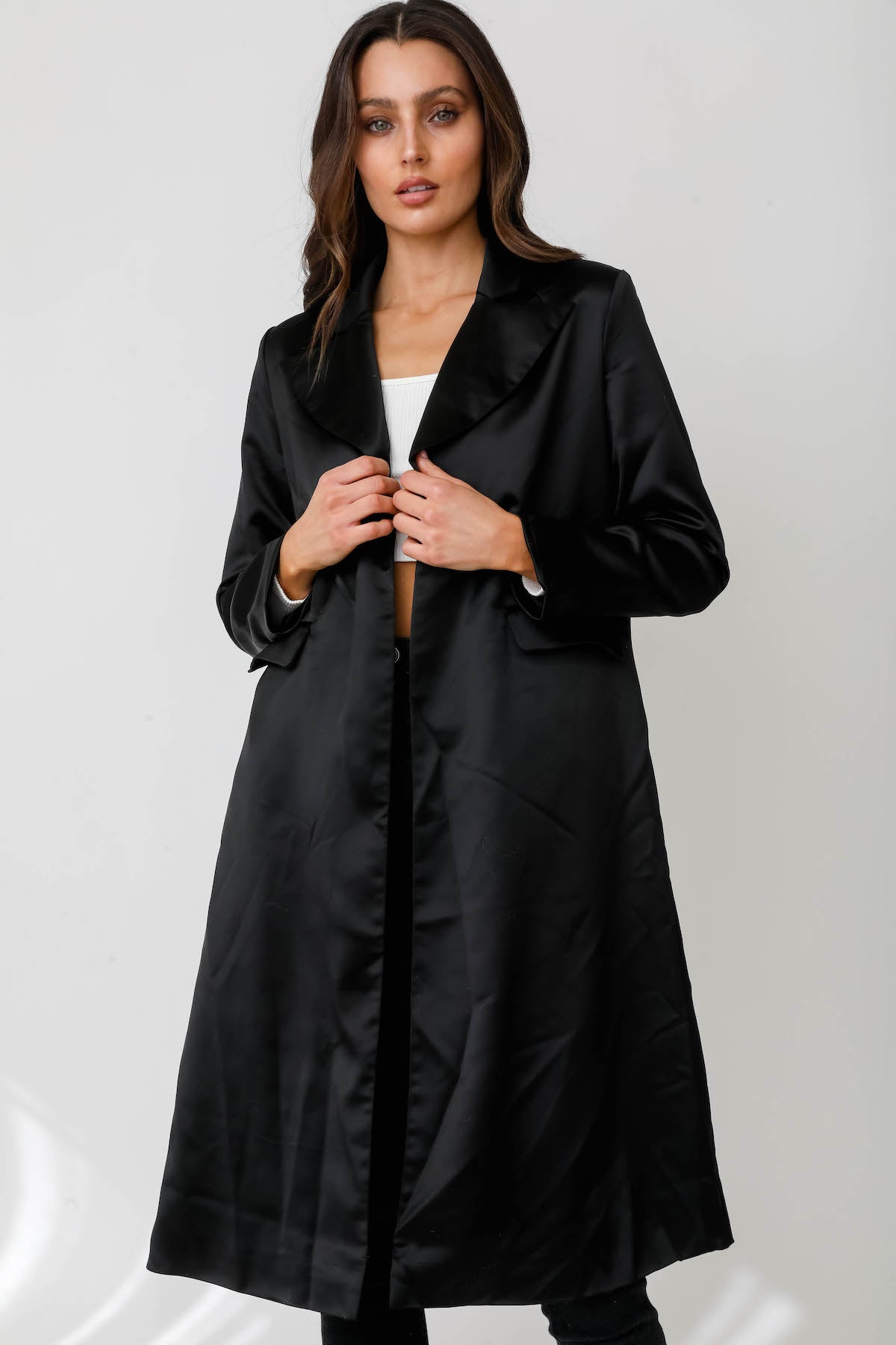 Satin overcoat cheap