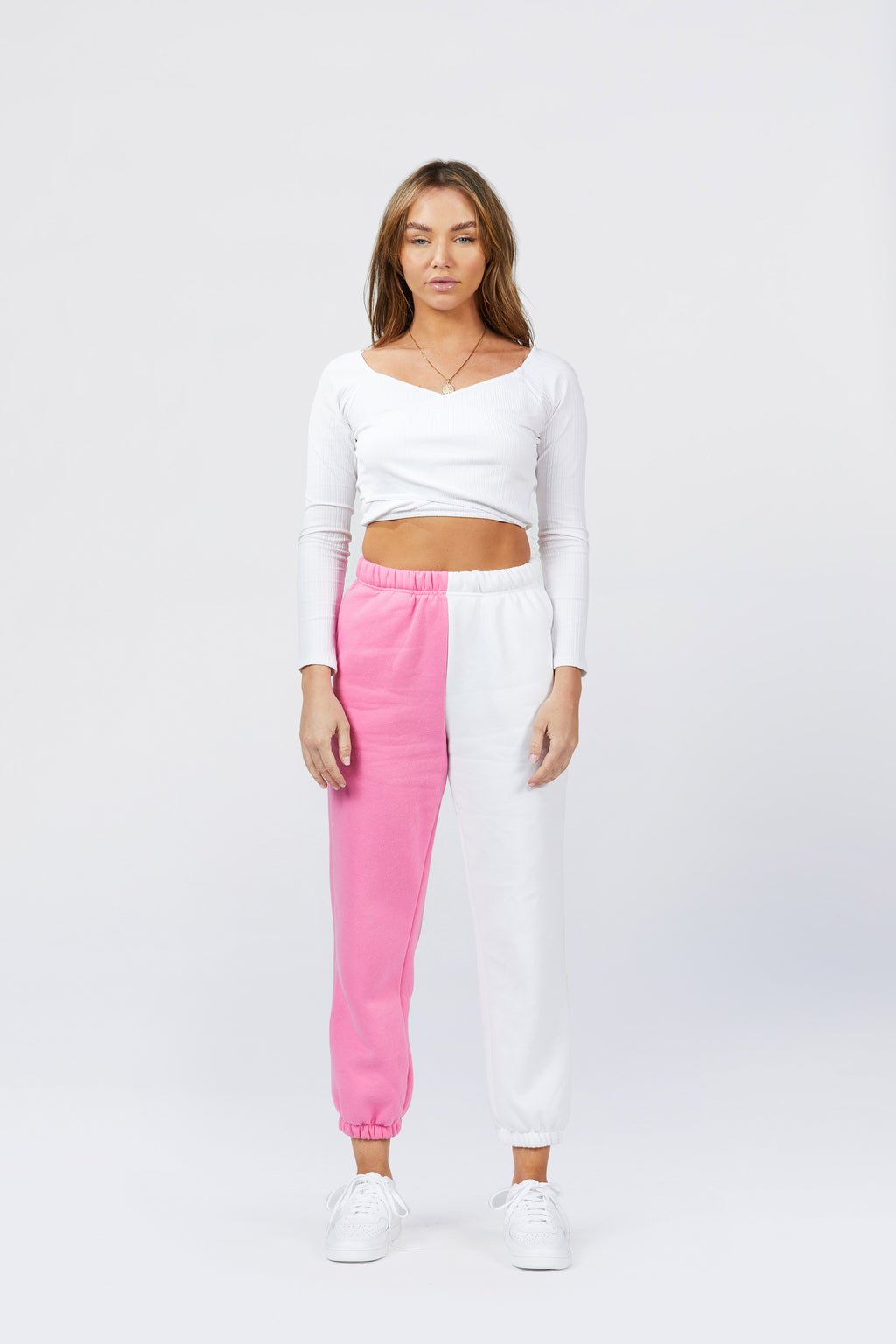 Two Tone Sweats - Pink/White